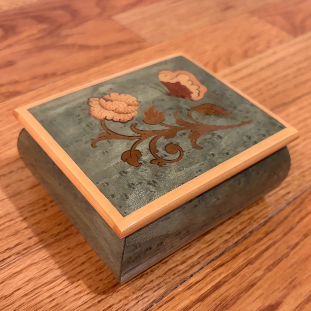 Vintage Italian Wooden Jewelry Box